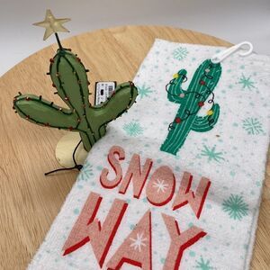 Accent Decor Metal Christmas Cactus and Kitchen Tea Towel NWT